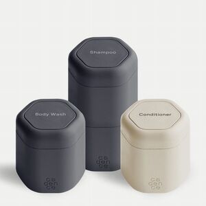 Travel Toiletry Dispenser Set - Cadence: Charcoal & Cream